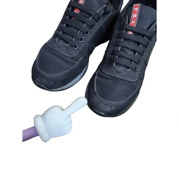 Prada Sneakers Match Race Shoes Men's US 8 UK 7 Black Leather 4E3341 - Picture 9 of 9